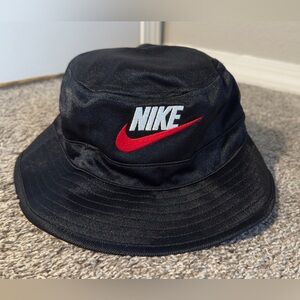 Supreme Black Bucket Hat with Red Logo